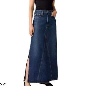 Levi's Dark Blue Denim Mid-rise/side Slit Skirt